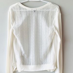NWOT white with lace back pullover cardigan